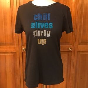 Express | Black T- Shirt Martini Rhinestones | M